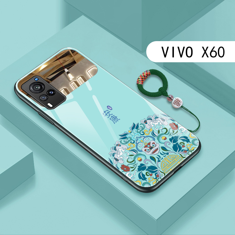 新款vivox60手机壳中国风国潮玻璃网红男女款X60PRO手机套VIVO情侣+防摔X60Proplus套软边带补妆镜子创意定制