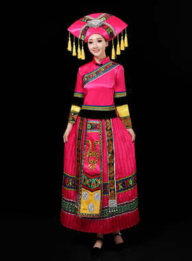 三月三少数民族演出服饰壮族舞蹈表演服装土家广西云南苗族女成人