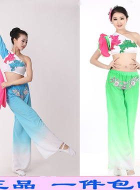 水袖舞蹈服装女单肩长袖古典中国风民族舞伞舞且吟春雨表演舞蹈服