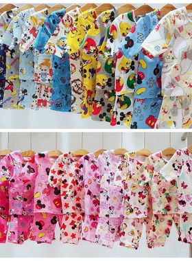 现货韩国进口童装IF 迪士尼米奇系儿童男女宝宝7分内衣套装家具服