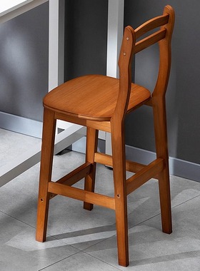 吧台椅高脚凳家用收银前台酒吧餐厅椅子客厅厨房实木现代简约靠背