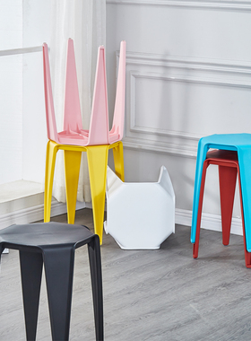 塑料椅子凳子家用可叠放加厚客厅餐厅餐桌板凳方凳简约北欧高凳子