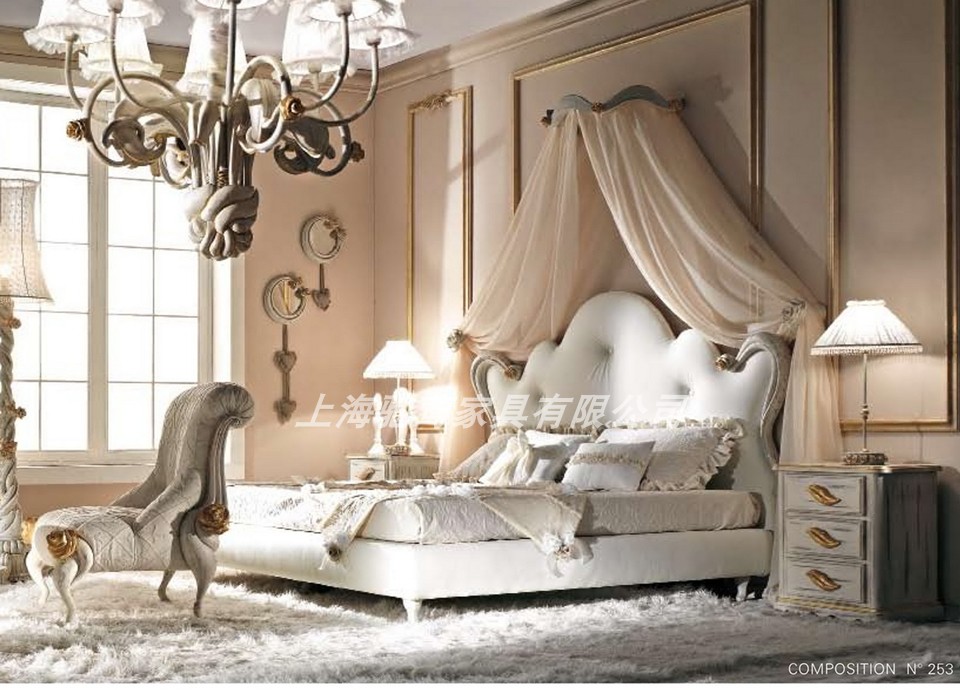 新欧式卧室成套家具创意女孩简约床法式奢华实木雕花公主婚床定制