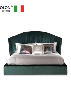 意式轻奢布艺双人床现代简约主卧大床定制婚床高端卧室成套家具