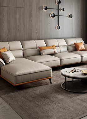 布雷尔意式极简真皮沙发头层牛皮现代简约小户型客厅转角皮艺沙发