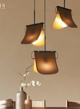 创意新中式布艺单吊灯书房卧室床头灯定做餐厅茶室咖啡厅个性灯具