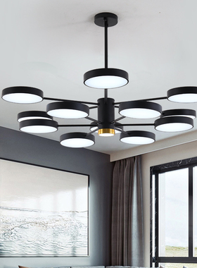 2024新款客厅吊灯北欧现代简约大气家用创意个性LED网红防尘灯具