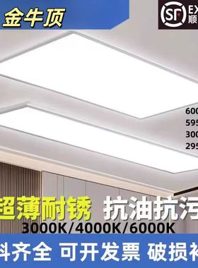 集成吊顶600x1200led平板灯30x120铝扣板石膏板嵌入式办公格栅灯