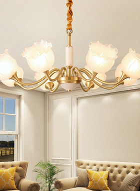美式客厅吊灯全铜欧式高级新款卧室法式轻奢复古餐厅高端吸顶铜灯