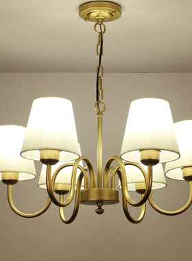 美式客厅吊灯轻著全铜灯欧式灯具现代简约创意卧室灯餐厅灯饰