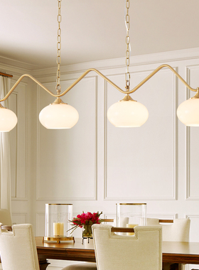 慕庭餐厅吊灯法式餐桌长桌现代简约长条客厅吧台美式饭厅全铜灯具