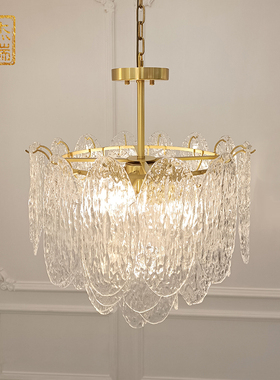 杰瑞唐宝 法式轻奢全铜吊灯简约玄关餐厅卧室后现代创意艺术玻璃
