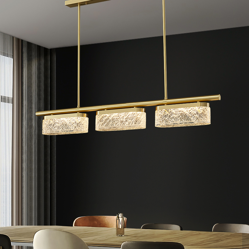 餐厅吊灯三头意式后现代轻奢吧台饭厅设计师长条个性创意全铜灯具