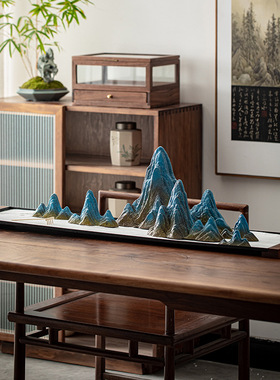 中式创意沙盘枯山水假山造景禅意摆件客厅玄关茶室桌面鱼缸装饰品