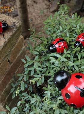 铁艺蜜蜂瓢虫壁挂立体红色瓢虫复古趣味花园庭院店铺民宿装饰品