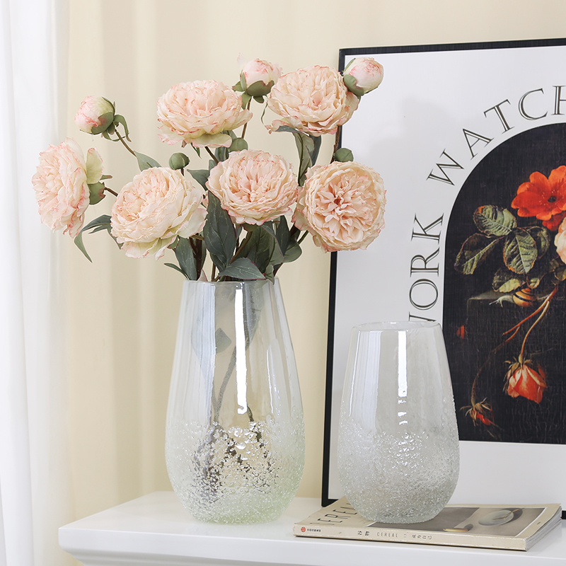 月光白琉璃花瓶摆件现代轻奢客厅样板房博古架插花水培花器装饰品