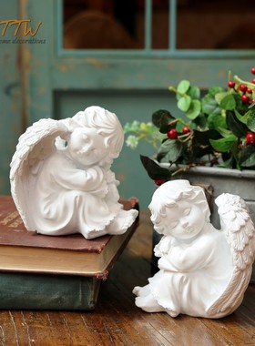北欧古典创意祈祷天使家居装饰杂货花园客厅桌面丘比特礼物摆件