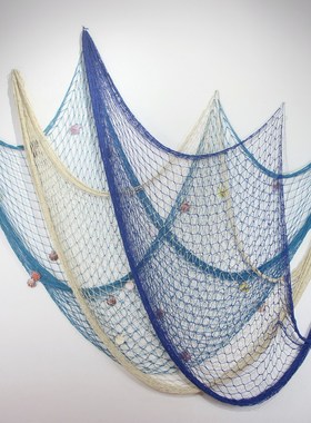 地中海风格粗线渔网装饰网挂件幼儿园背景照片墙鱼网墙面壁饰挂饰