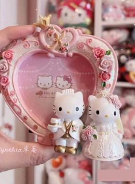外贸绝版 2015正版三丽鸥Hello kitty结婚礼物树脂相框拍立得摆件