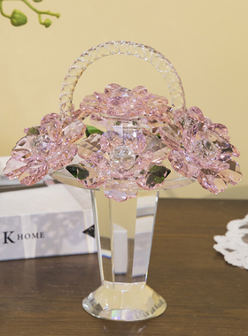 现代轻奢粉色水晶艺术工艺品摆件创意客厅酒柜家居软装装饰品礼品