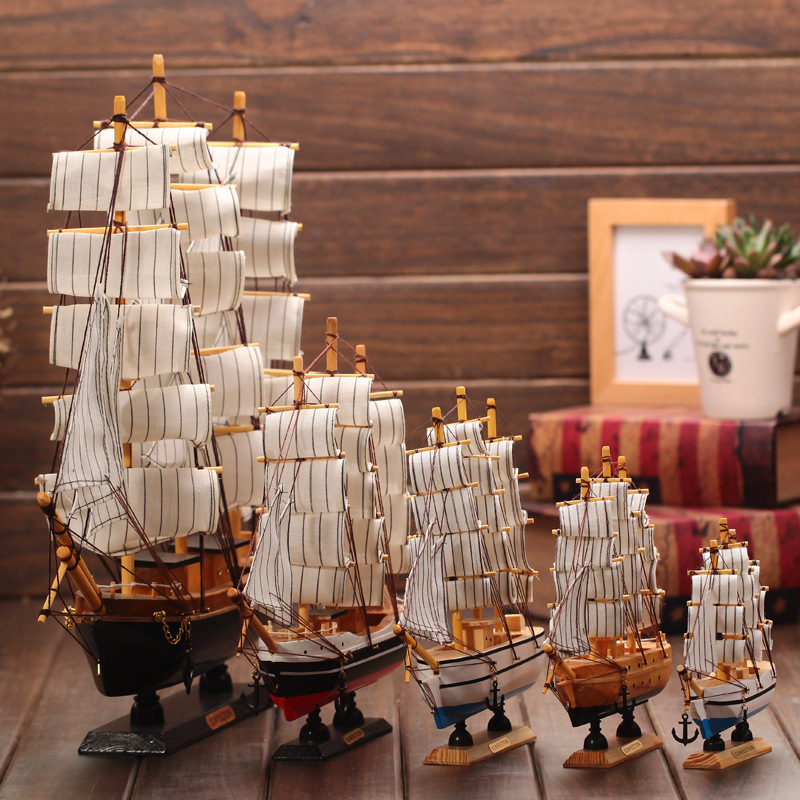 木质帆船模型地中海风格 一帆风顺家居装饰摆件