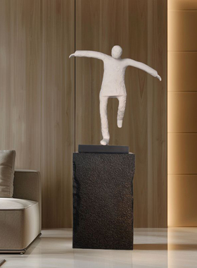 现代简约客厅沙发边艺术摆件高级落地装饰品样板间雕塑增高台底座