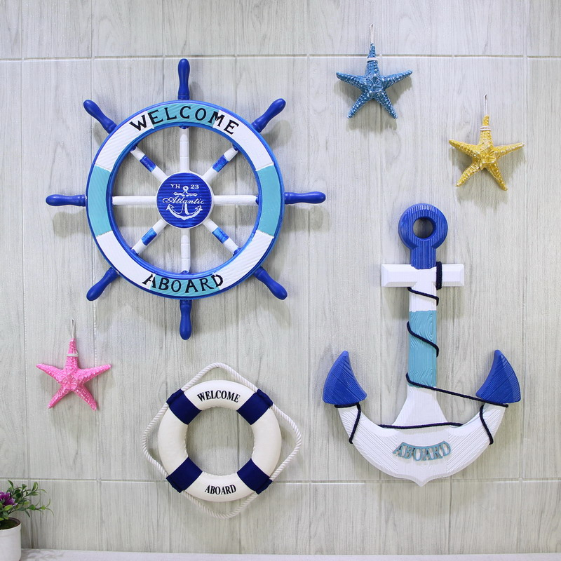 地中海风格船锚船舵装饰挂件儿童房间挂饰海洋风玄关书房墙面壁饰
