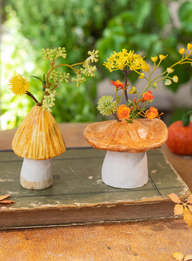 阿楹 ins森系法式花园装饰厨房冰箱儿童房小摆件秋天玄关绿植蘑菇