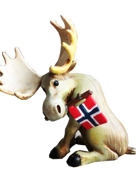 挪威创意旅游纪念礼物立体手工彩绘驼鹿工艺品装饰摆件伴手礼盒装