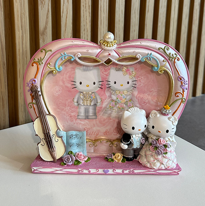 喜庆结婚相框情人三丽鸥hello kitty猫情侣小提琴 树脂相框工艺品