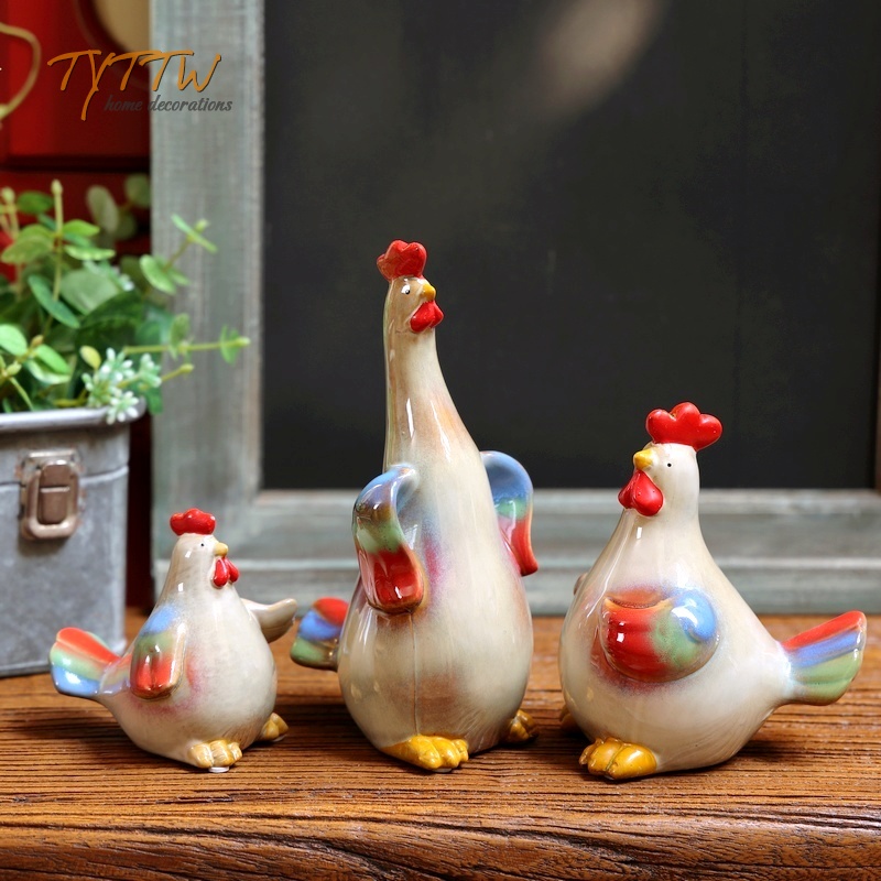 创意田园家居动物朋友装饰品陶瓷鸡可爱镇宅鸡电视柜桌面摆件礼物