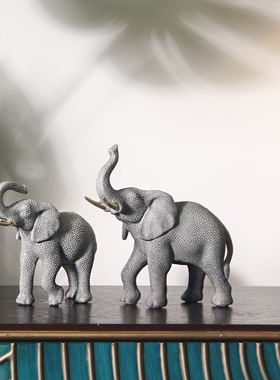 灰色非洲大象家居摆件客厅电视机柜酒柜玄关博古架高级感装饰品