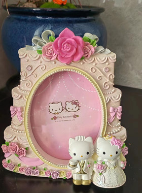 6寸婚礼喜庆结婚相框情人三丽鸥hello kitty猫 KT树脂相框工艺品
