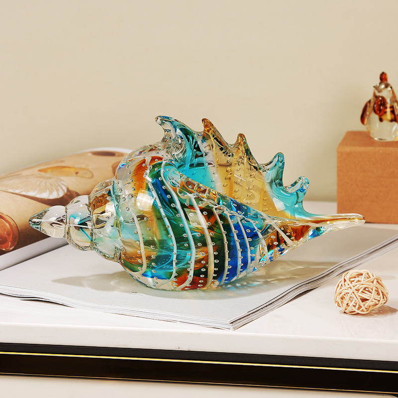 现代简约彩色海螺琉璃摆件客厅酒店办公室玄关酒柜送礼轻奢装饰品