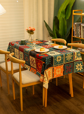 北欧轻奢风排列方格防水耐脏客厅餐桌布书桌布简约盖布茶几布桌布