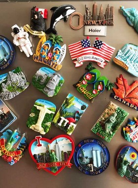 美洲工艺品冰箱贴 美国加拿大巴西旅游纪念品磁贴 创意伴手礼物