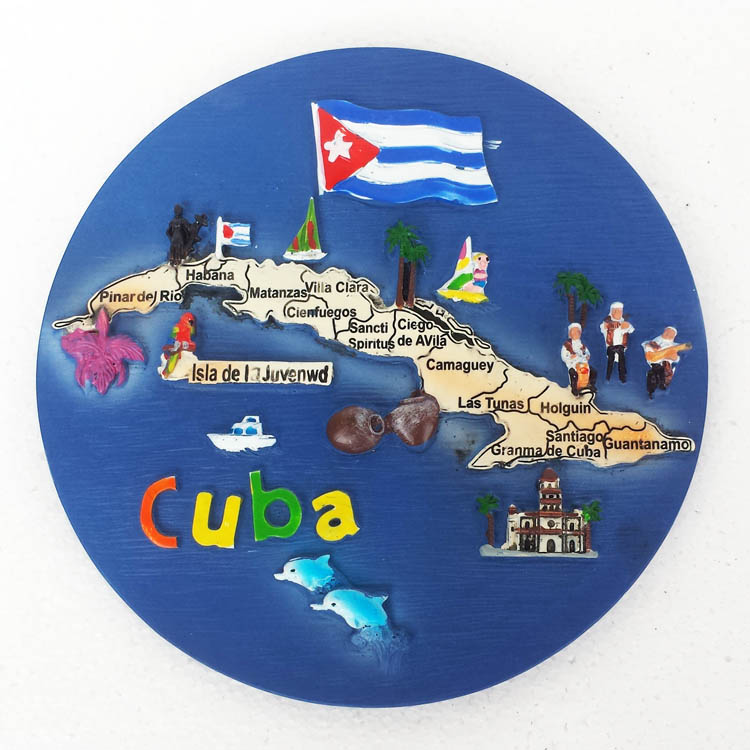 古巴创意旅游纪念礼物 壁挂壁饰墙饰圆盘装饰品 工艺品桌面摆件