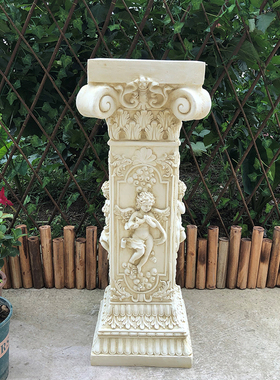 欧式复古人物浮雕厚重方底罗马柱别墅庭院落地装饰大摆件婚庆路引