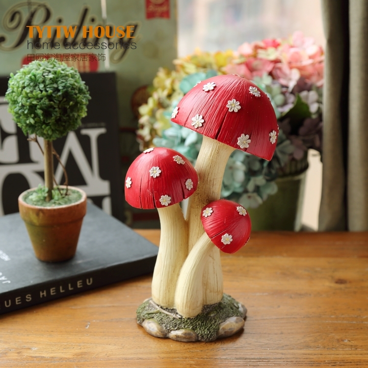 欧式田园工艺品卡通树脂蘑菇复古美式童话创意可爱家居装饰摆件