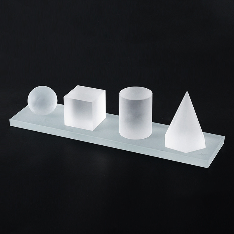 现代极简哑光磨砂几何体水晶方块四件组合套装样板间桌面饰品摆件