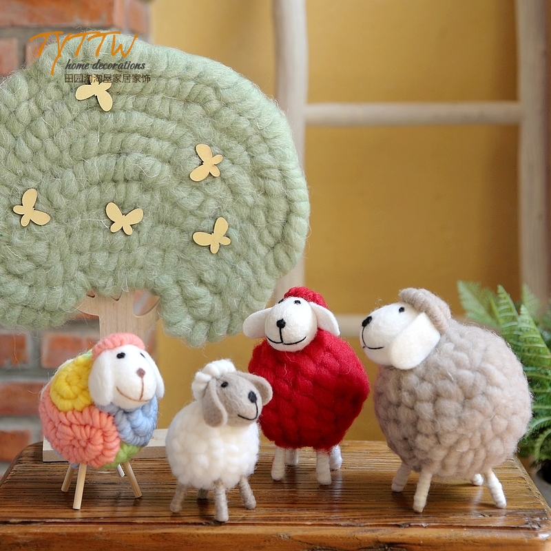 北欧萌物摆件  可爱卷毛绵羊儿童卧室客厅摆件礼物
