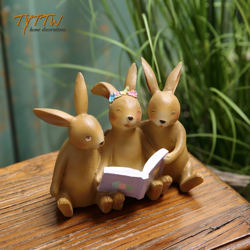 兔子一家可爱动物桌面装饰庭院田园客厅结婚朋友送礼手工礼物