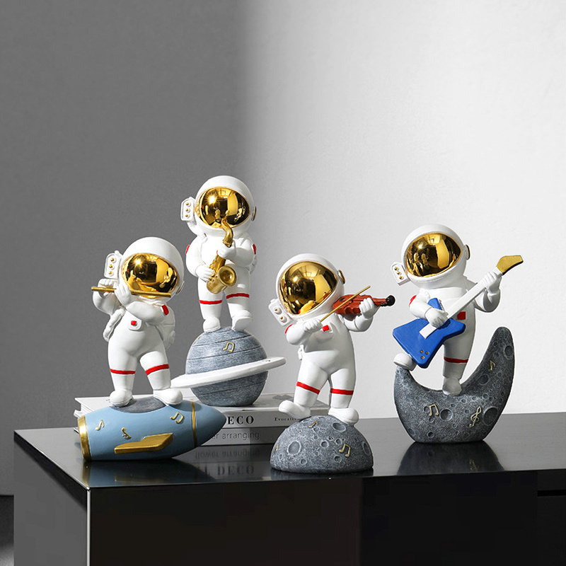 创意电镀金色乐队太空人宇航员系列书柜儿童房工艺装饰品摆件礼物