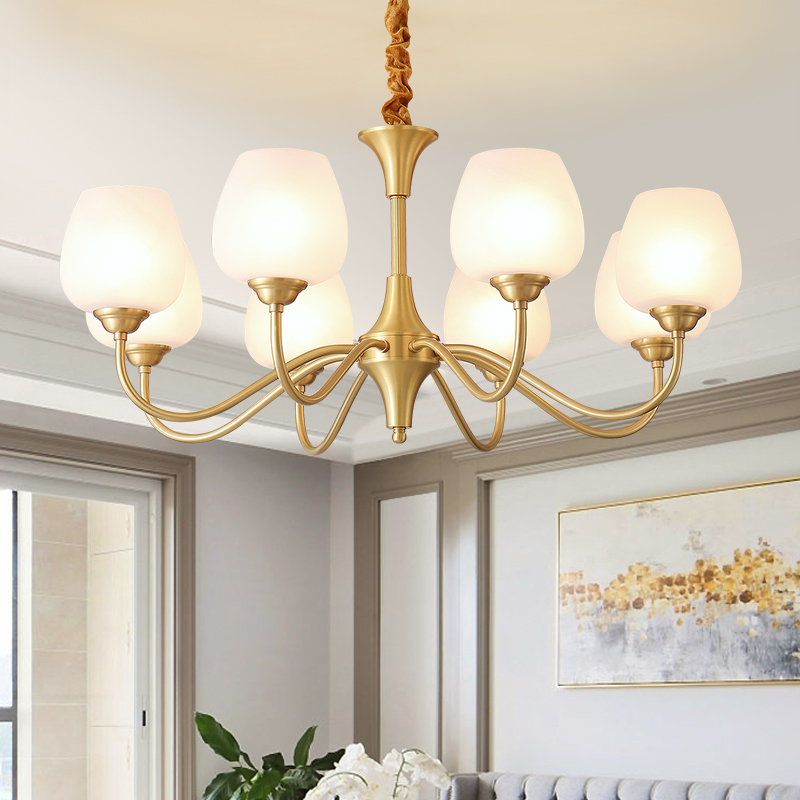 美式客厅吊灯卧室餐厅楼梯欧式简约简美大气法式复古高端全铜灯具