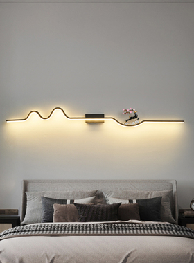 新款极简长条简约创意轻奢房间客厅灯电视背景墙格栅LED壁灯横款