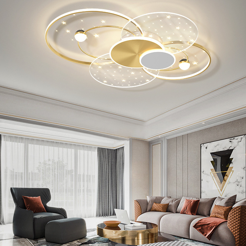 新款现代简约LED铁艺亚克力吸顶灯创意个性客厅圆形组合大气灯具