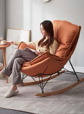 客厅单独椅懒人沙发躺卧轻奢科技木质香蕉简易摇阳台家用简约现代