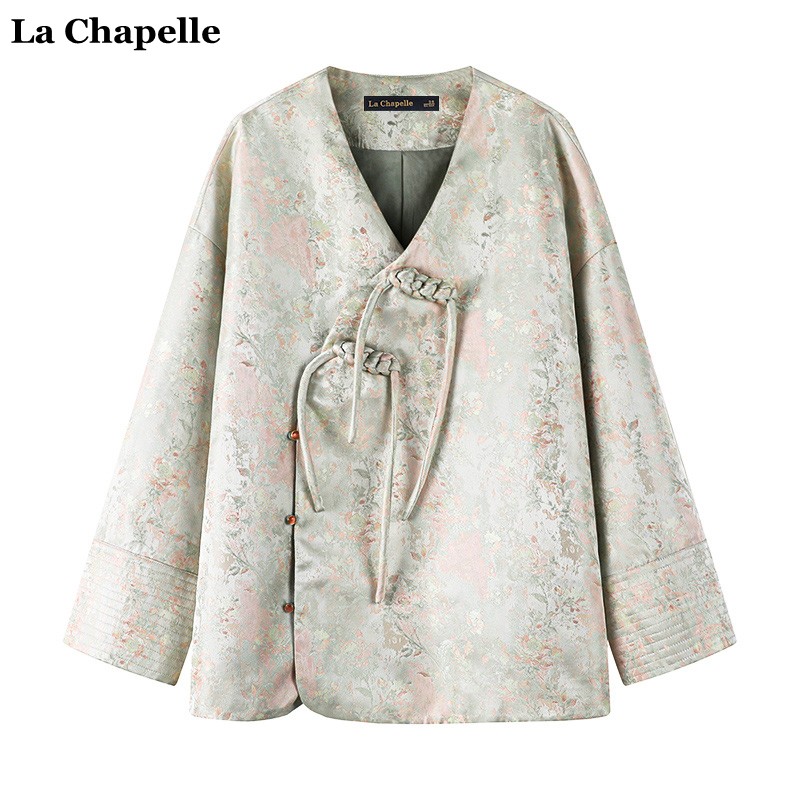 拉夏贝尔/La Chapelle春季新中式国风高级感提花外套女唐装上衣