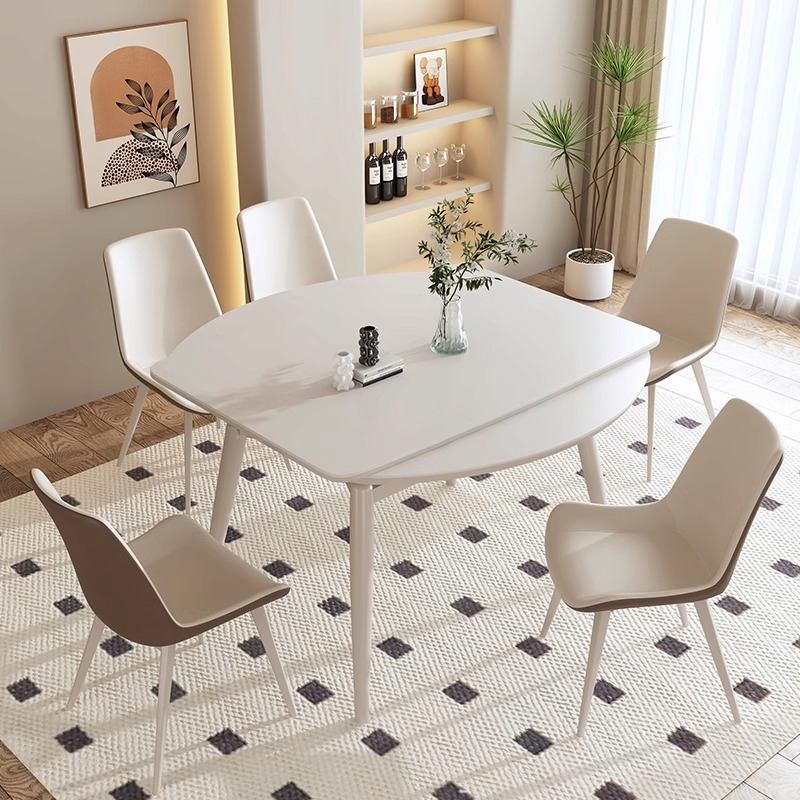 馨佰利岩板餐桌家用餐桌椅2024新款小户型家用可伸缩现代简约饭桌