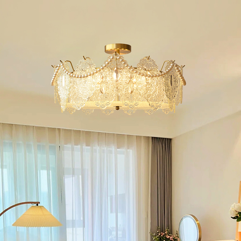 法式轻奢卧室吸顶灯后现代简约水晶玻璃主卧房间灯2022年新款灯具